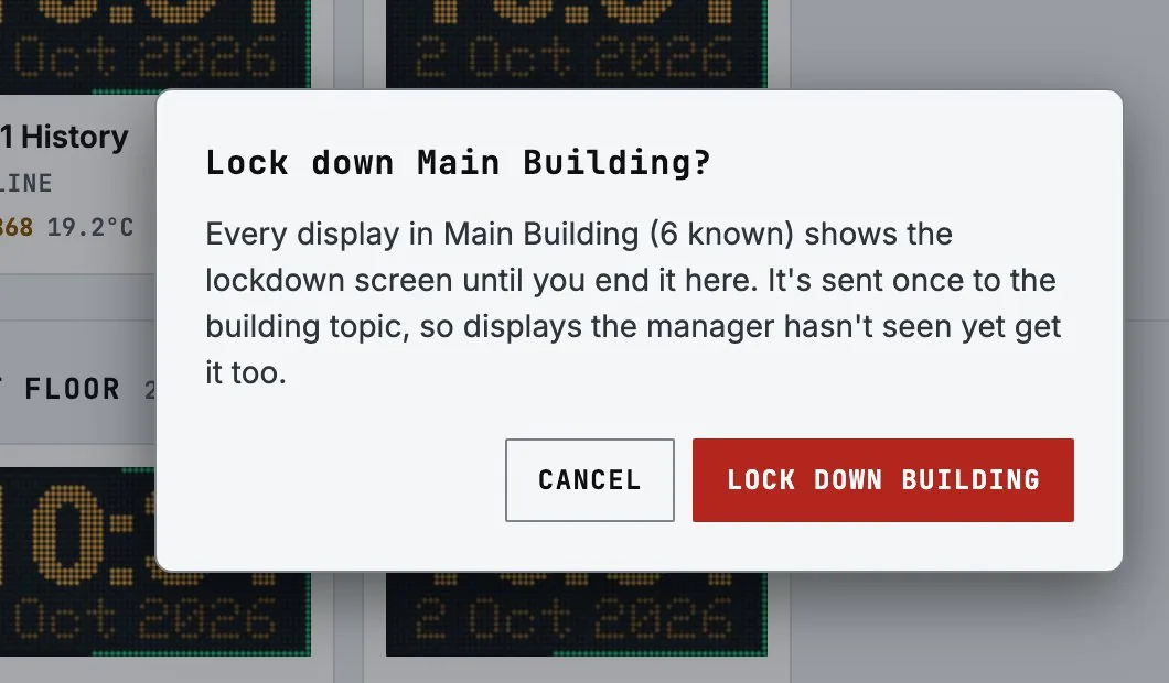 Confirmation dialog to lock down a whole building