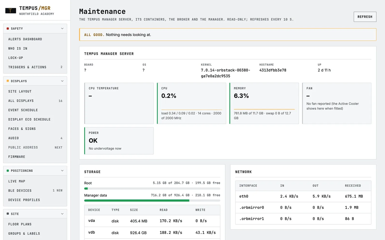 Maintenance page showing the server is healthy